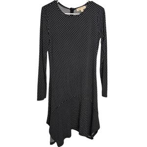 Michael‎ Kors Fitted Long Sleeve Dress, Navy Polka Dot, Women's Small